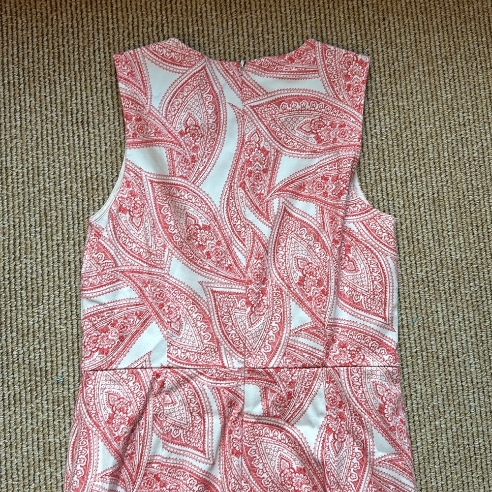 Banana Republic size 8 sleeveless dress white and coral leaf pattern - Picture 5 of 6